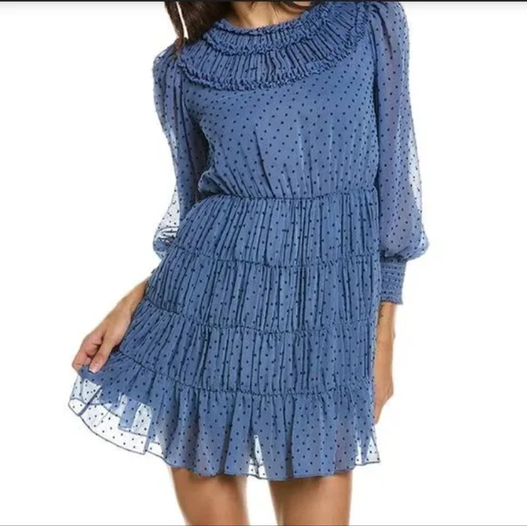 Sandro clip dot ruffled mini dress 38 - Picture 4 of 15